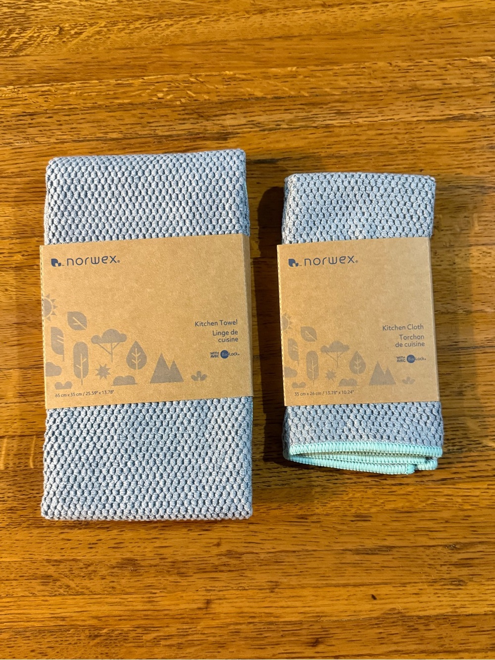 Norwex Kitchen Towel and Kitchen Cloth set of 2 Graphite with Sea Mist trim NWOT